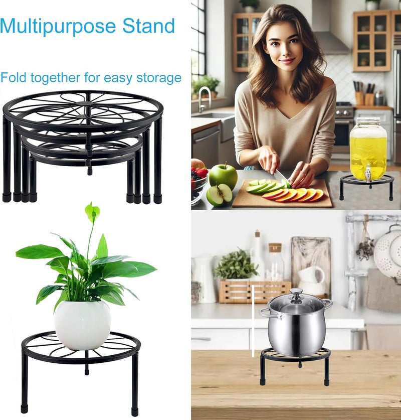 HENABLE 5 Packs Metal Plant Stand Indoor, Outdoor Black Plant Stand for Multiple Plant, Rustproof Iron Round Heavy Duty Flower Pot Stand, Plant Shelf for Planter Garden Home - Image 5